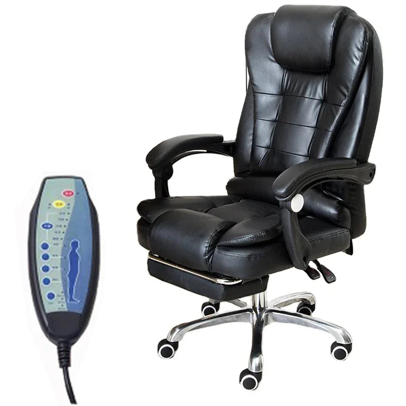 A Office Furniture Massage Soft Ergonomic Executive Recliner High Back Chairs Black Pu Leather Office Chair with Footrest