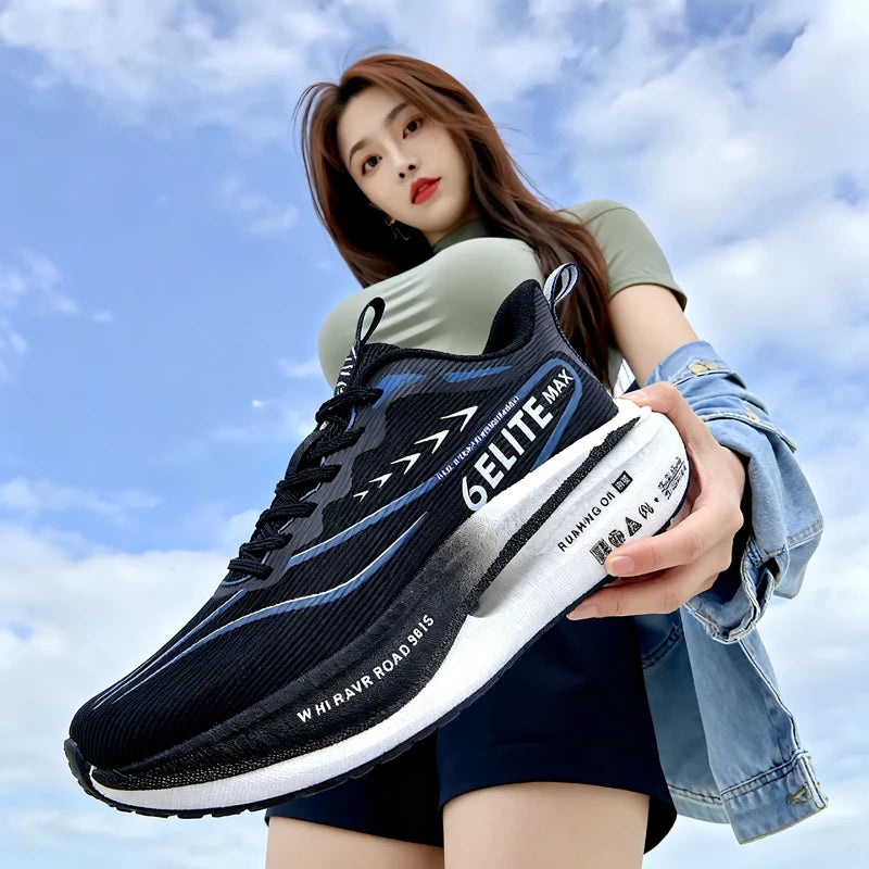 Air Mesh Running Shoes Carbon Plate Marathon Lightweight Breathable Nonskid — Emerald Green | KIMLUD