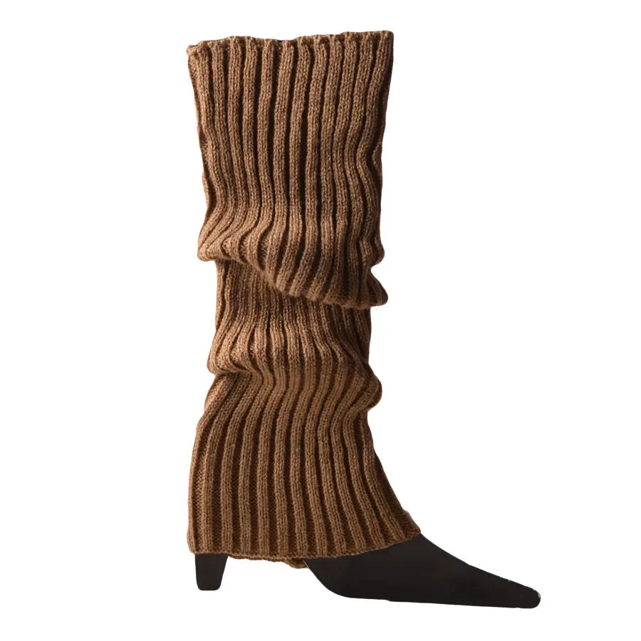 Knit Socks Neon Ribbed Leg Warmers — Black | KIMLUD