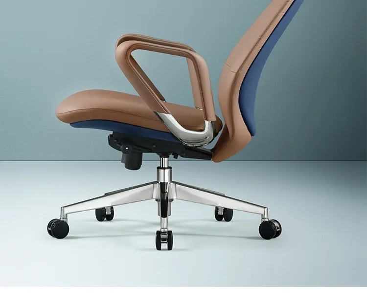 Elastic Leather Office Chair Ergonomic Modern — Blue | KIMLUD
