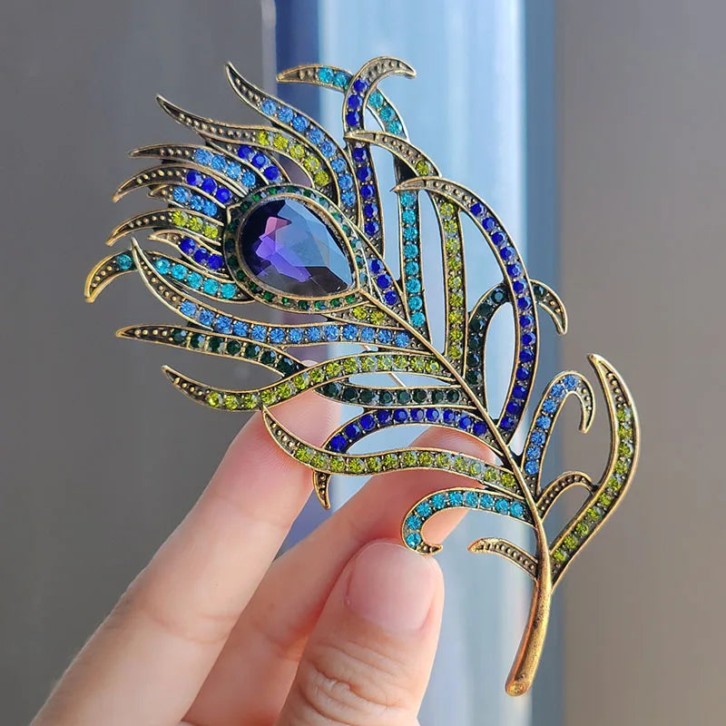 Crystal Zircon Pearl Brooch Flower Phalaenopsis — Blue | KIMLUD
