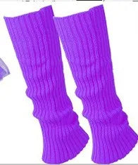 Knit Socks Neon Ribbed Leg Warmers — Black | KIMLUD