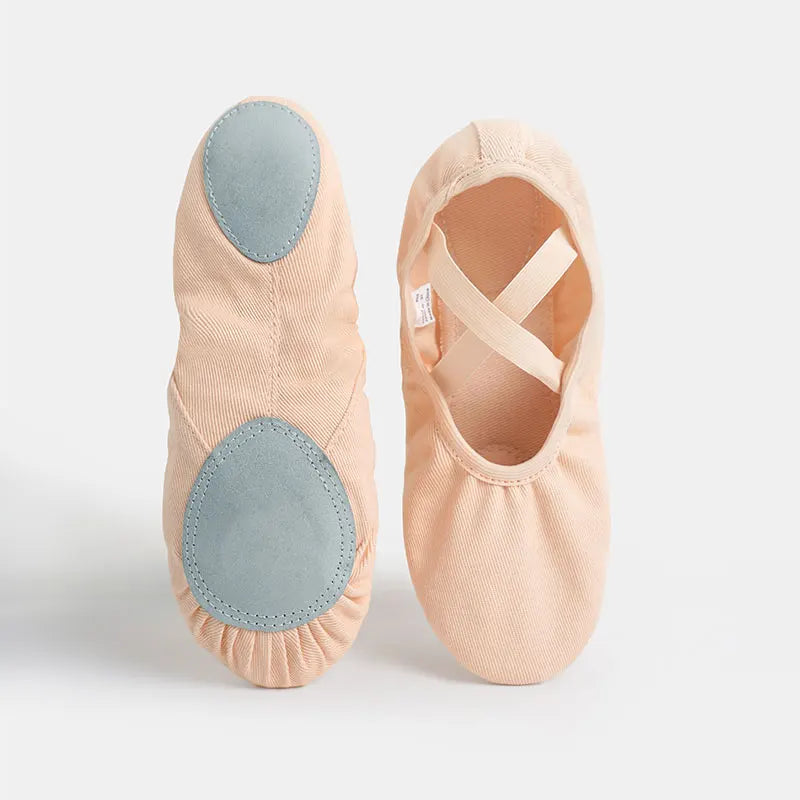 Girls Women Ballet Shoes Stretch Ballet Flats Free-lace Canvas Dance Slippers Elastic Split Soft Sole Ballet Dance Shoe for Kids