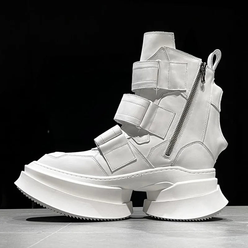 Men's Ankle Boots – High Top Street Style – Full Grain Leather | KIMLUD