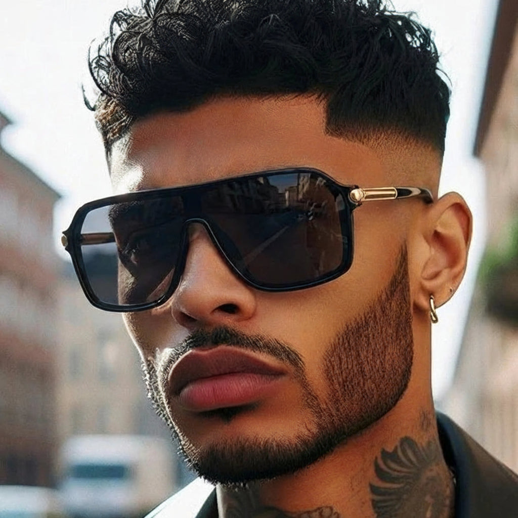 Shield Sunglasses – One-Piece – Oversized Metal Frame | KIMLUD