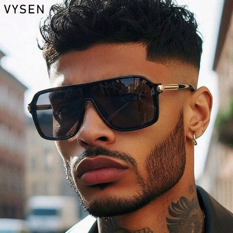 Shield Sunglasses – One-Piece – Oversized Metal Frame | KIMLUD
