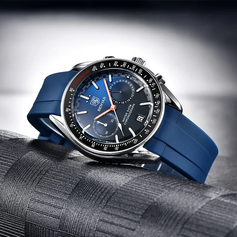 BENYAR Mens Watches Top Luxury Moon Watch For Men Quartz Chronograph Waterproof Military Sports Luminous Clock Reloj Hombre
