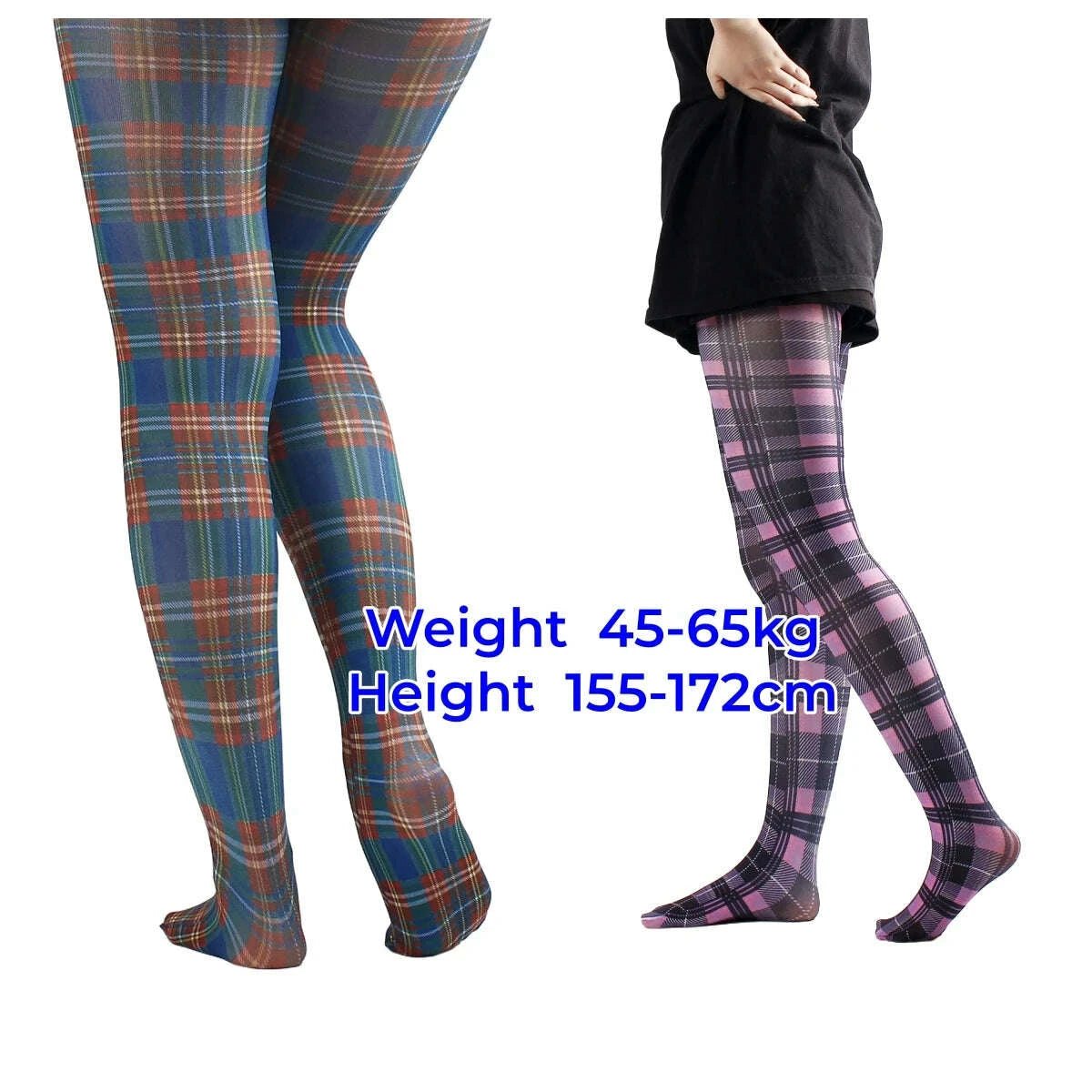 fashion-womens-classic-tartan-semi-opaque-pantyhose-printed-tights-red-purple-blue-green-scottish-check-pattern-tightskimludkimlud-35559504