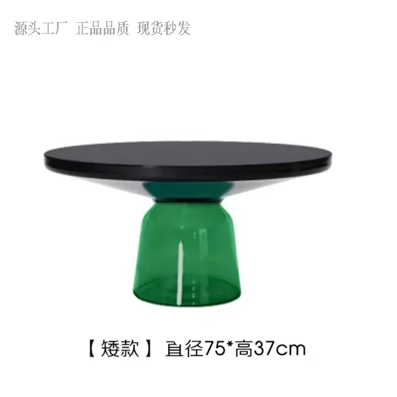 Nordic Creative Glass Round Coffee Table Combination Living Room Reception Side Table Transparent Light Luxury Coffee Tables