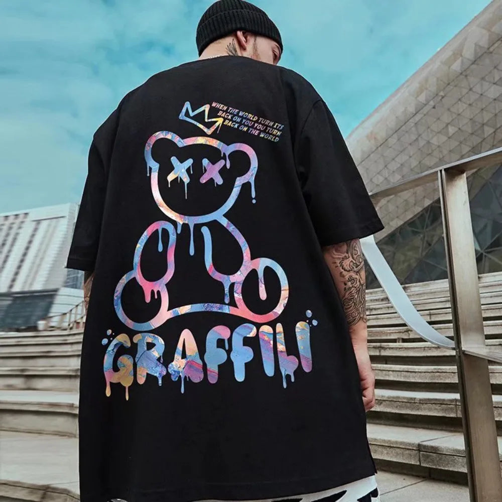Oversized T-Shirt - New Korean Style - Cotton-Polyester - Round Neck | KIMLUD