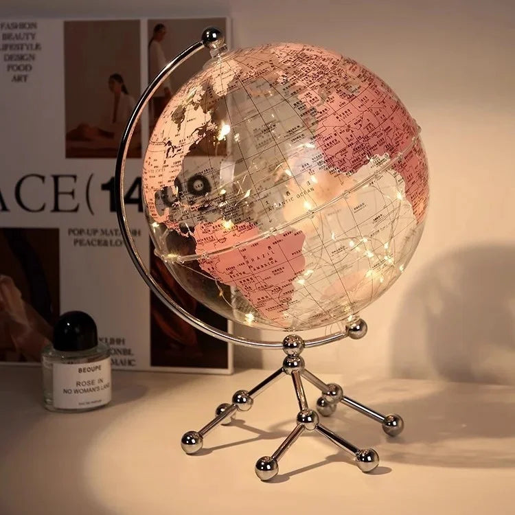 Polished Metal Globe Ornament Sculpture — Gold | KIMLUD