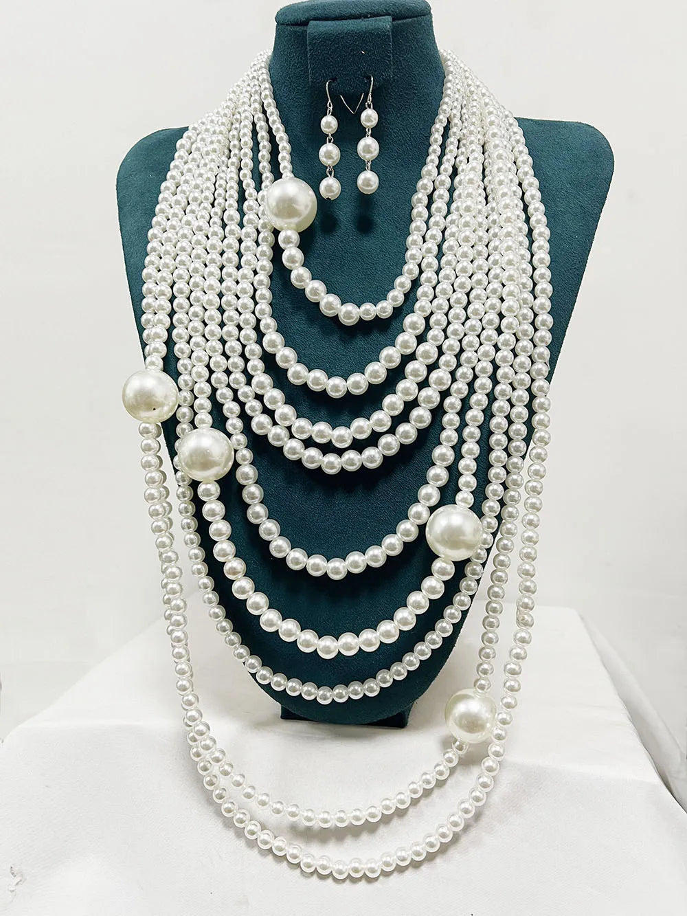 Exaggerated Long Pearl Necklaces Sweater Chain — White | KIMLUD