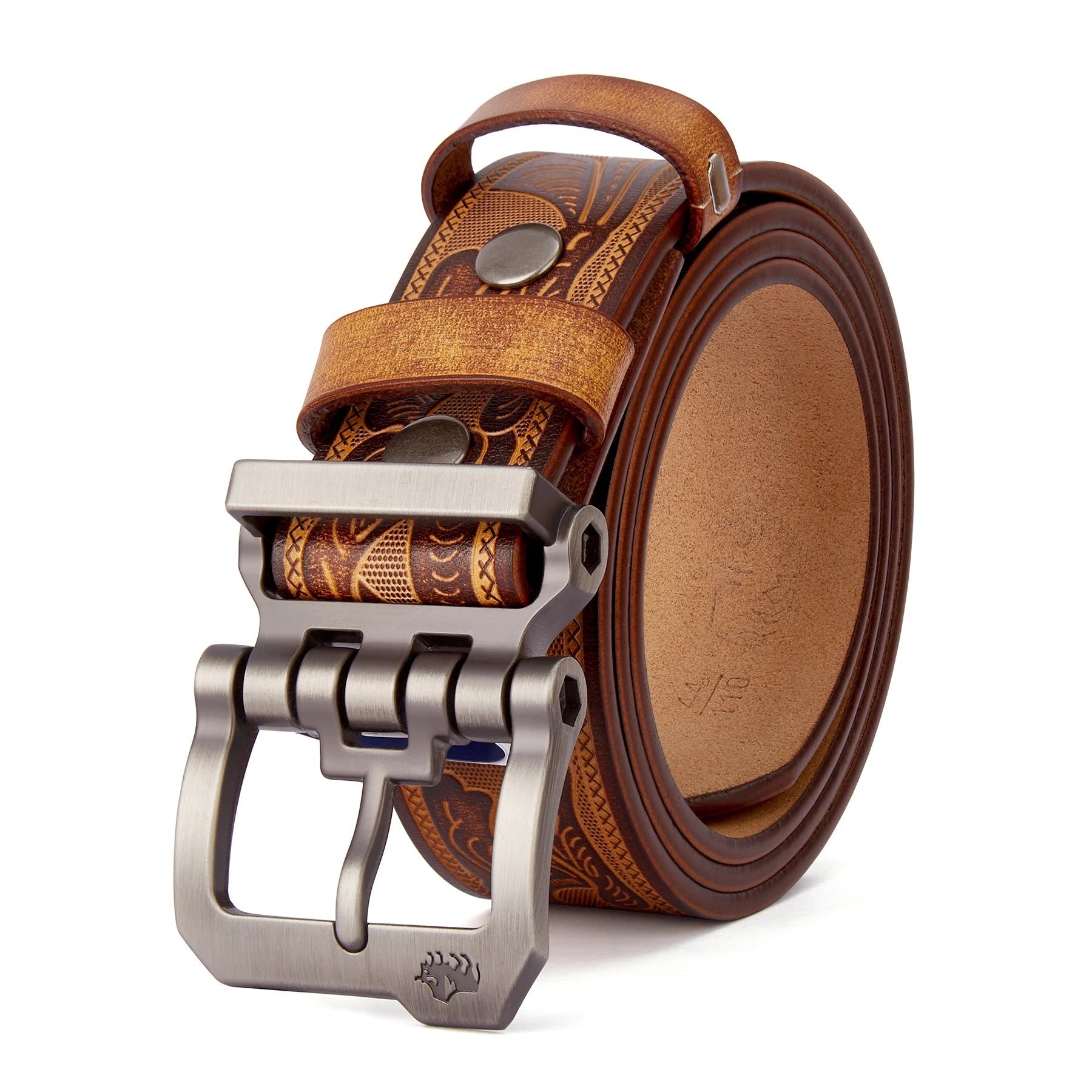 Genuine Cowskin Leather Belt Vintage Pin Buckle Luxury Casual Accessory — Brown | KIMLUD