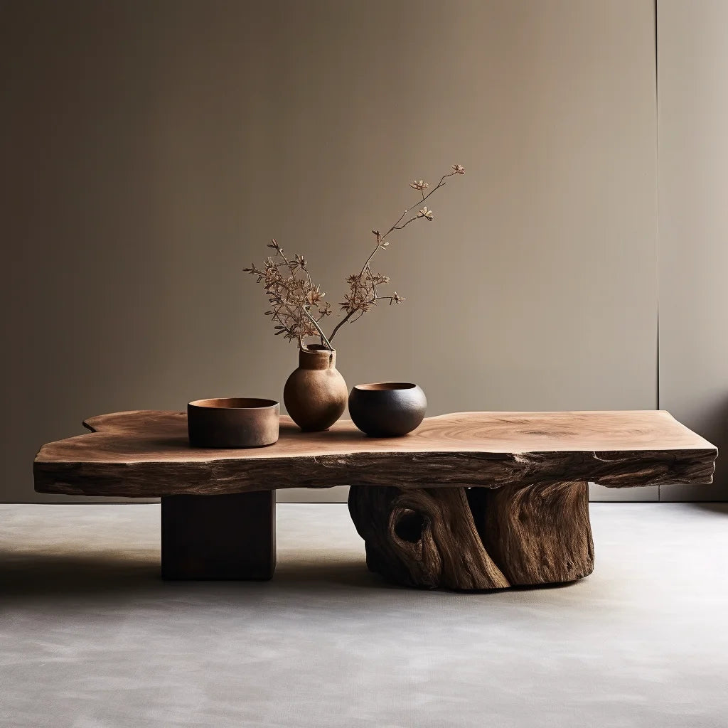 Solid Wood Coffee Table Minimalist Modern — Natural Wood | KIMLUD