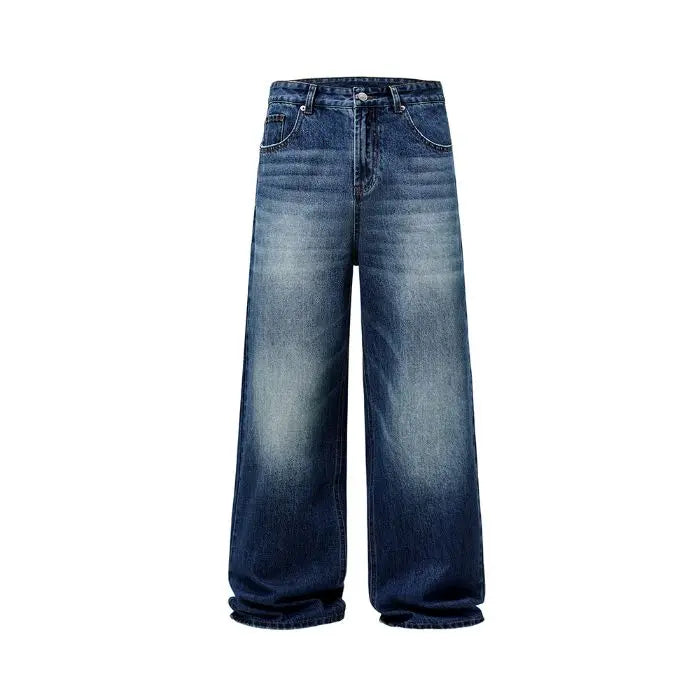 4 Colors Autumn Vintage Distressed Men's Baggy Straight Jeans Fashion Korean High Street Denim Pants Streetwear Male cargo