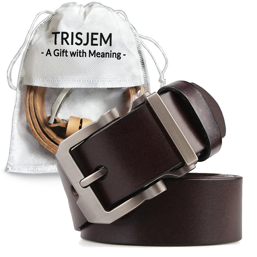 Large Size 140 150 160 170cm Men's Genuine Leather Belts Adjustable Formal Waistband for Jeans Pants Perfect Father'S Day Gift