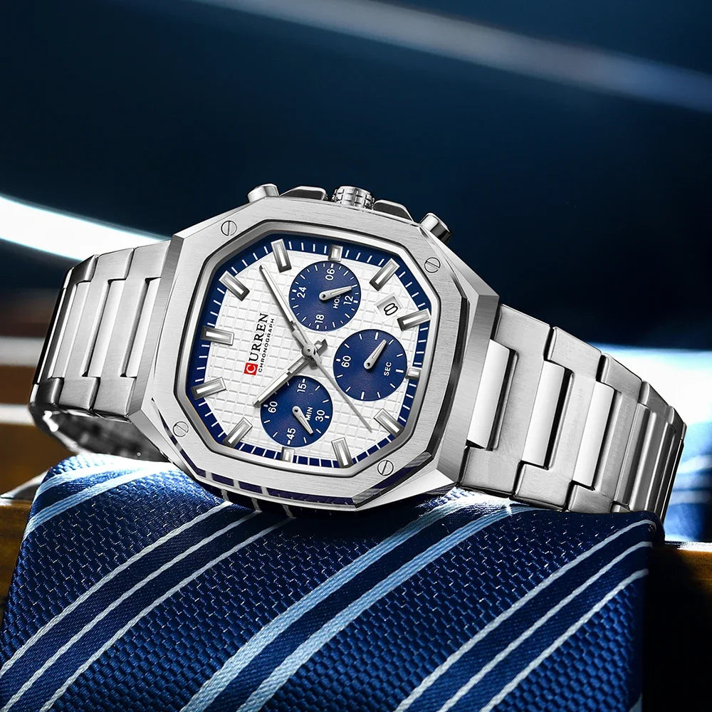 CURREN Men Watch Top Brand Luxury Sports Quartz Mens Watches Full Steel Waterproof Chronograph Wristwatch Men Relogio Masculino