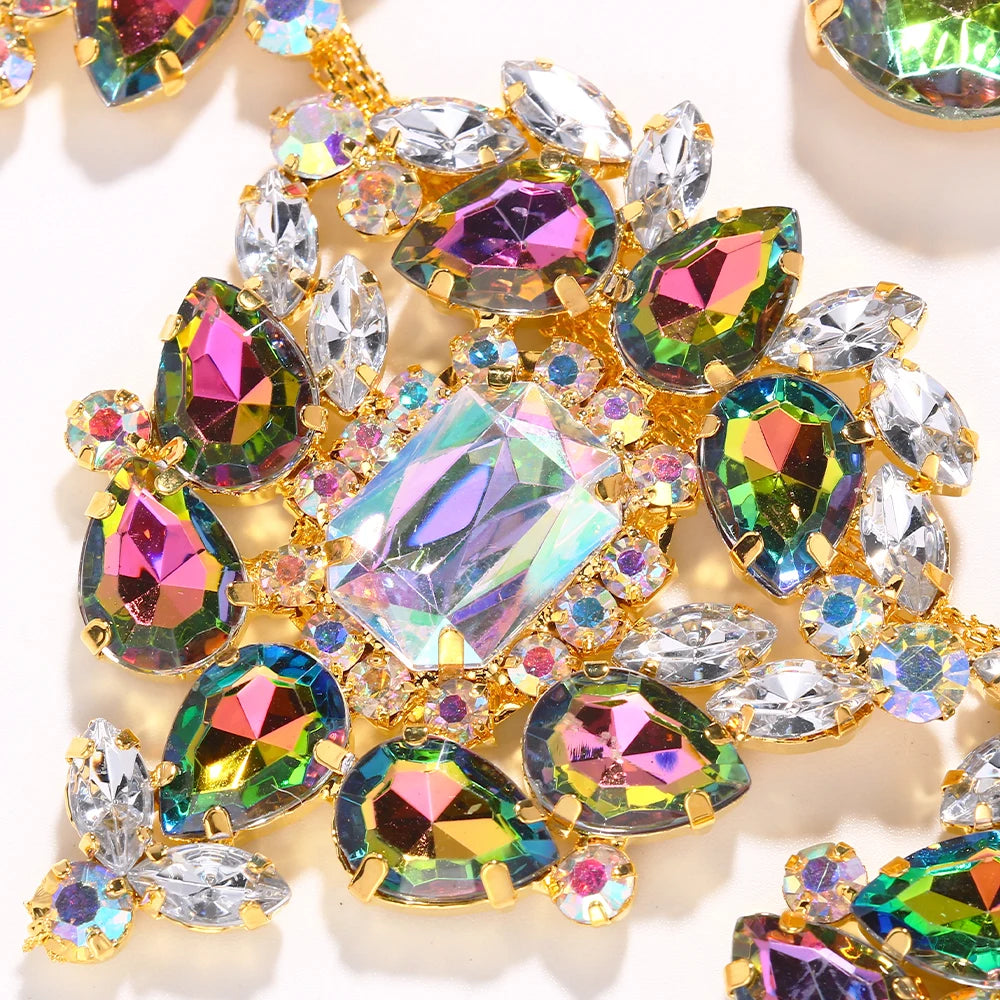 Stonefans Drop Rhinestone Necklace Earrings Set for Women 2023 Wedding Party Accessories Drag Queen Exaggerated Jewelry Set Gift