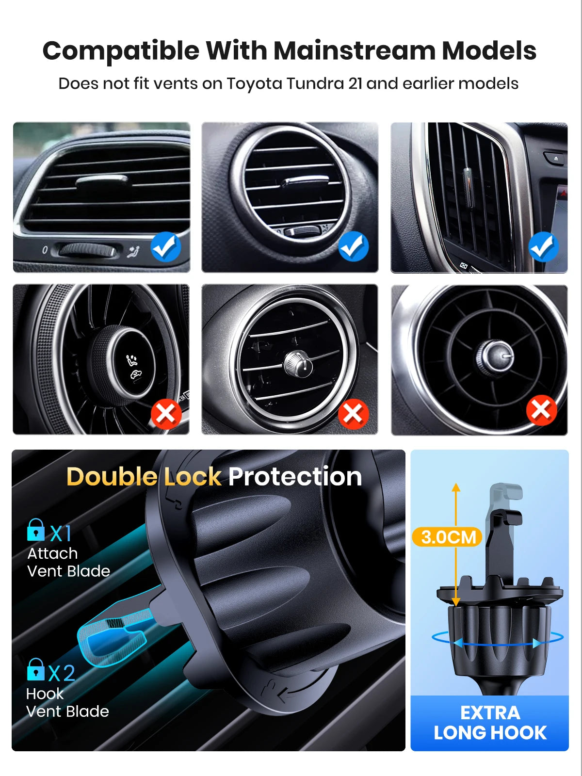 Car Phone Holder – 360 Degree Rotation – Universal Mount | KIMLUD