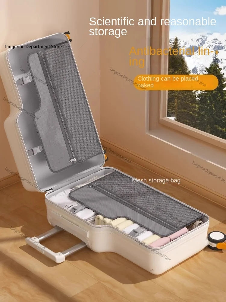 18 inch New Suitcase with Seat for Children Small Luggage Lightweight Boardable PC Suitcase Foldable Pedal Girls and Boys