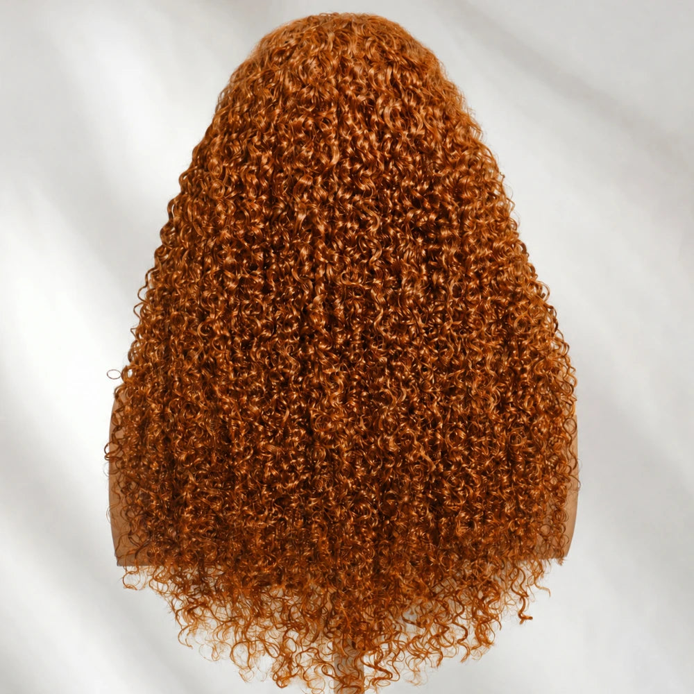 Lace Front Wig - Ginger Curly - Human Hair - Ginger | KIMLUD