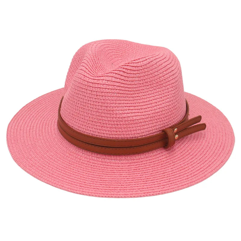 Straw Panama Sun Hat Grass-Knitted Breathable — Natural | KIMLUD