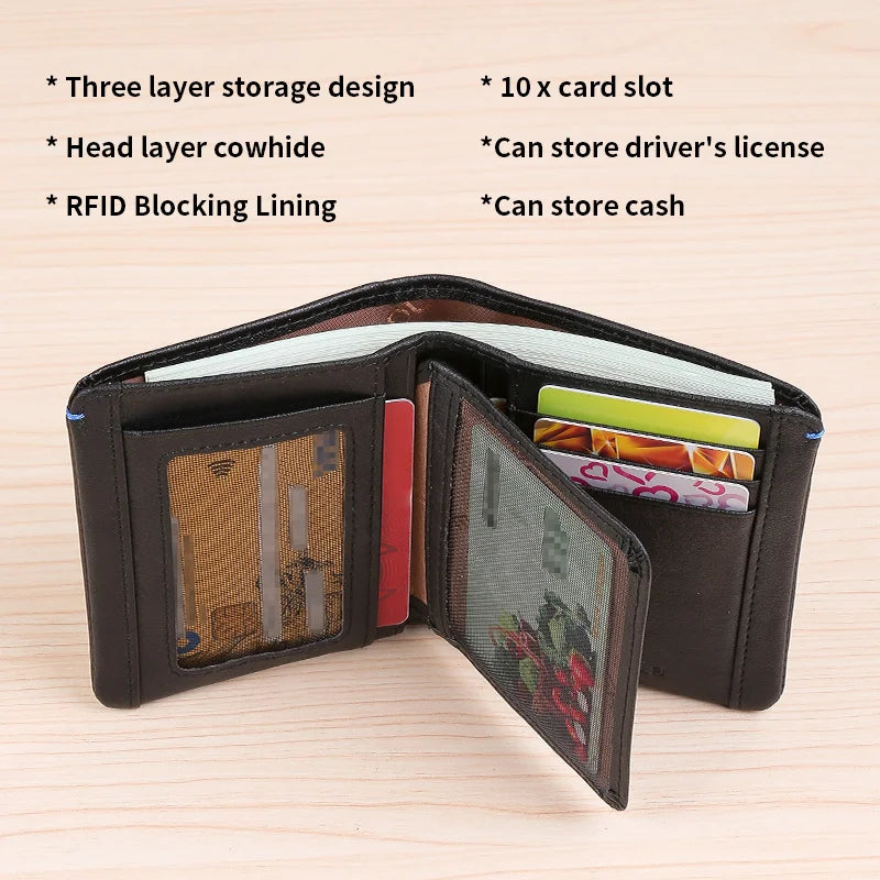 Wallet - RFID Blocking - Genuine Cow Leather - Card Slots | KIMLUD