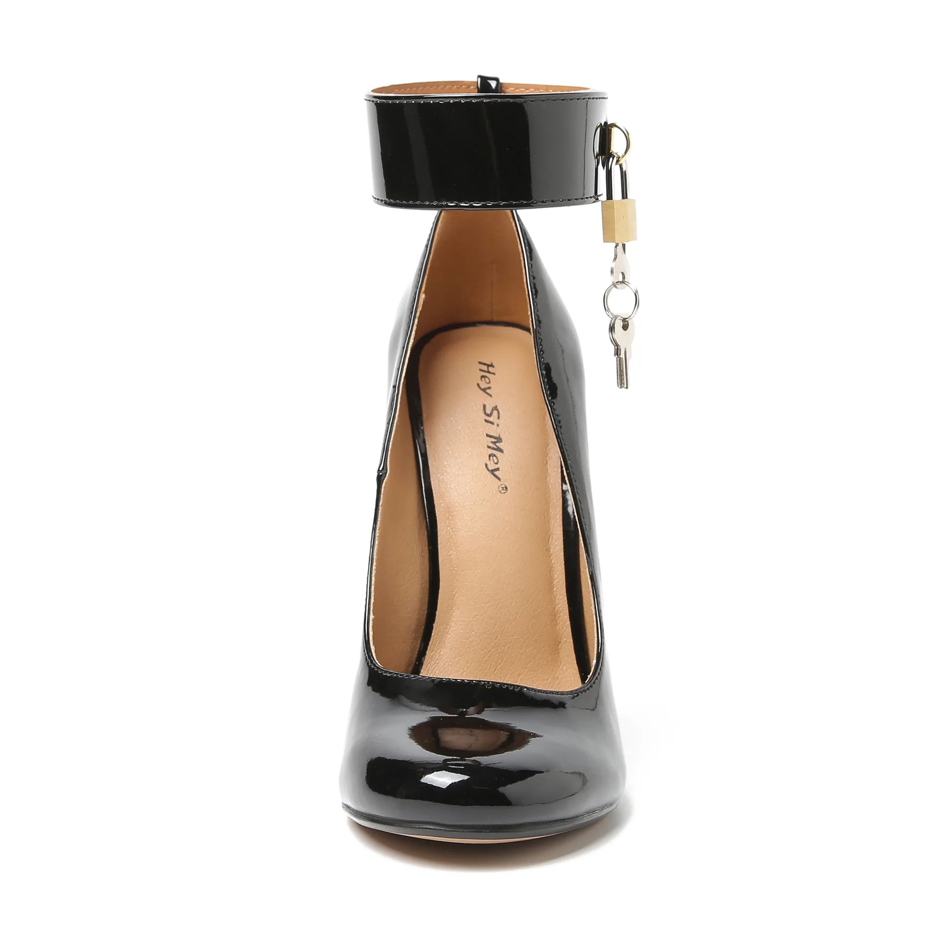 Designer New Women Pumps Belt Buckle Pointed Toe Patent Leather 15CM Thin Heels With Lock Fashion High Heels Women Shoes Black