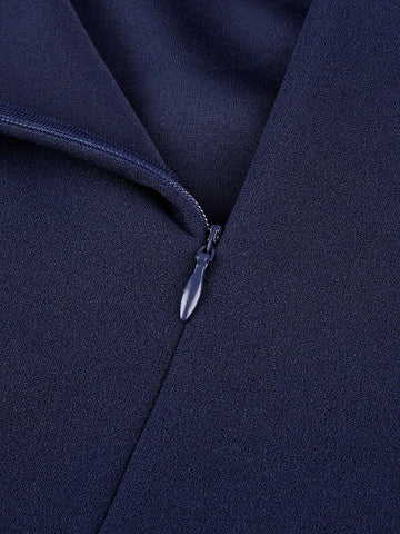Ruched Sleeveless Slim Sheath Dress — Navy | KIMLUD