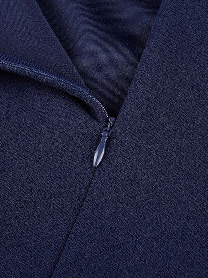 Ruched Sleeveless Slim Sheath Dress — Navy | KIMLUD