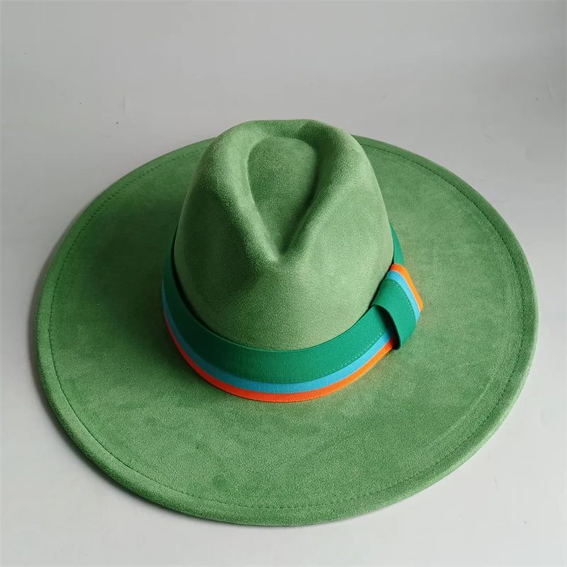 Suede Fedora Hat Wide Brim — Grayish Brown | KIMLUD