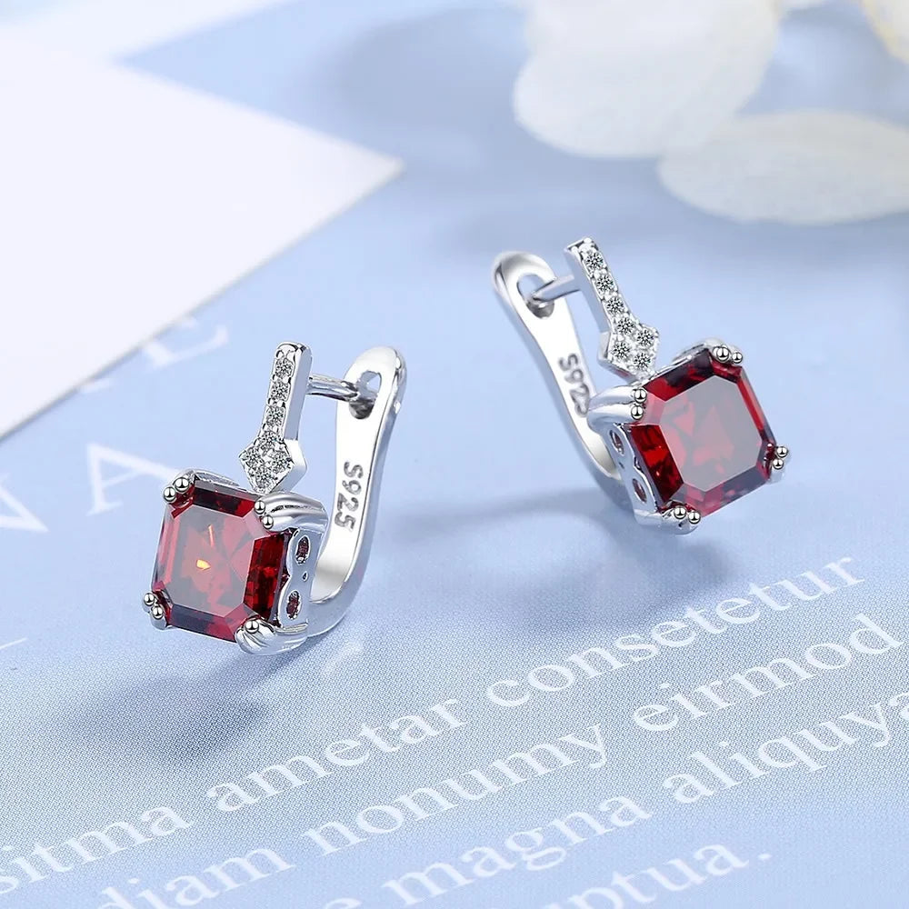 Silver Color Square Zircon Earrings for Women Girl Simple Korean Fashion 925 Silver Needle Ear Buckles Earring Trendy Jewelry