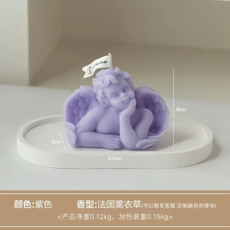 KIMLUD, 1Pc Nordic Style Cupid Angel Soy Wax Candle - Smokeless Essential Oil Aromatherapy Candle for Home Decor & Photo Props, KIMLUD Womens Clothes