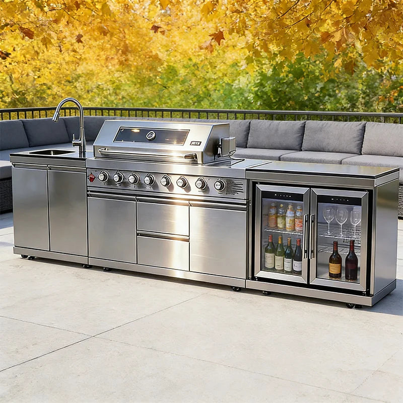 Stainless Steel Outdoor Kitchen Cabinet With Grill — Stainless | KIMLUD