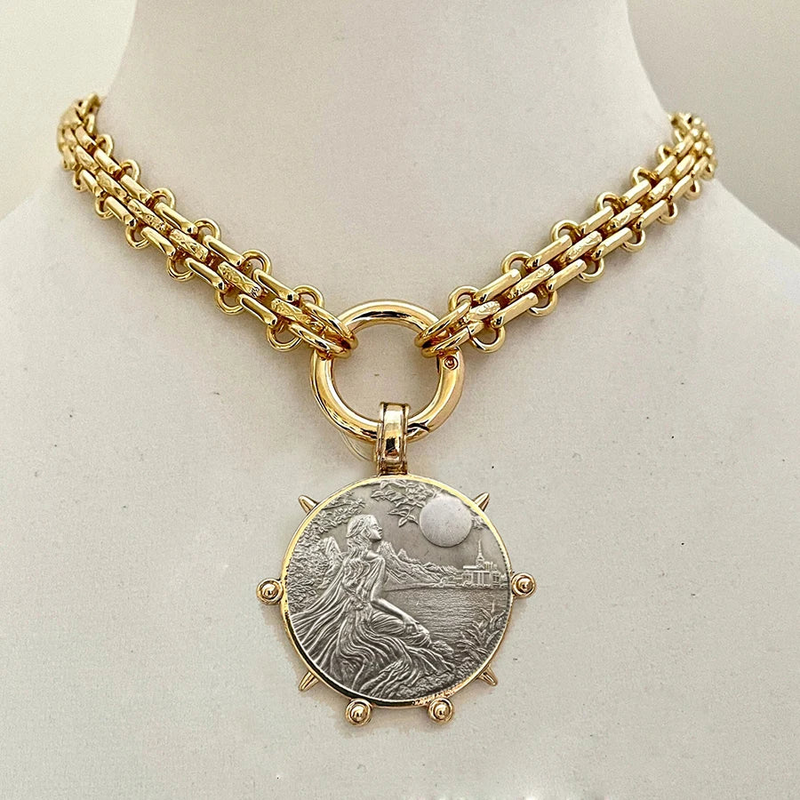 Copper Orla Coin Pendant Necklace — Copper | KIMLUD
