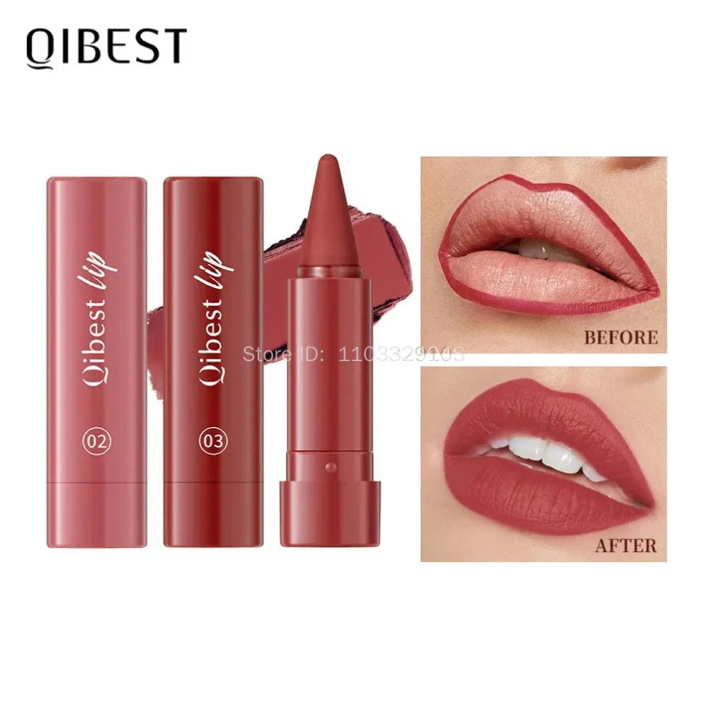 1pc Twist Up Lip Liner Lipstick Pen Multipurpose Blush Matte Red Velvet Lip Contour Waterproof Non Stick Cup Lip Rouge Makeup