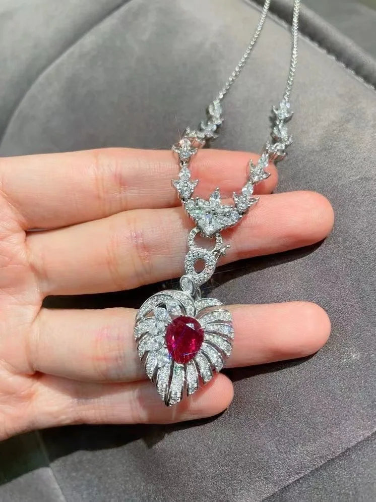 Heart Necklace – Zircon Inset – Sterling Silver | KIMLUD