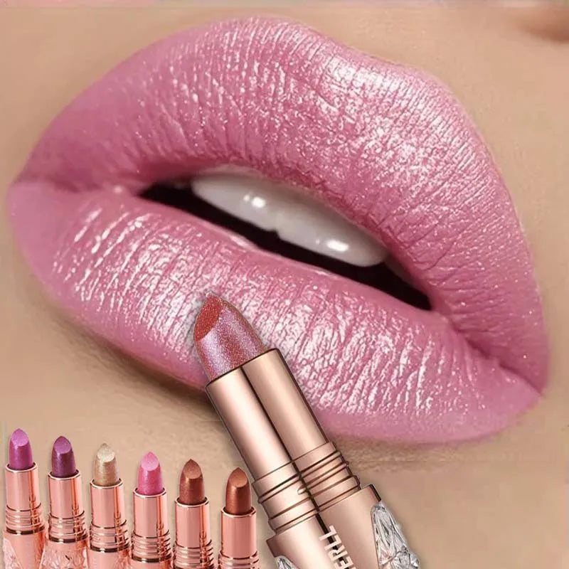 10 Colors 3 in 1 Pearlescent Lipstick Long Lasting Moisturizing Sparkling Quicksand Gold Lip Gloss Pearl Shimmer Sexy Lip Makeup