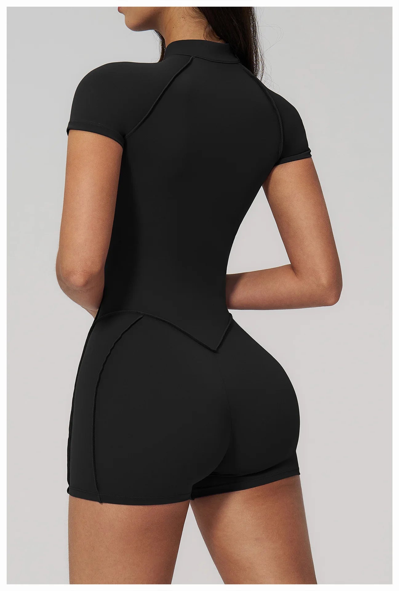 Performance Stretch Jersey Zippered Yoga Bodysuit Short Sleeves For Studio To Street — Red | KIMLUD