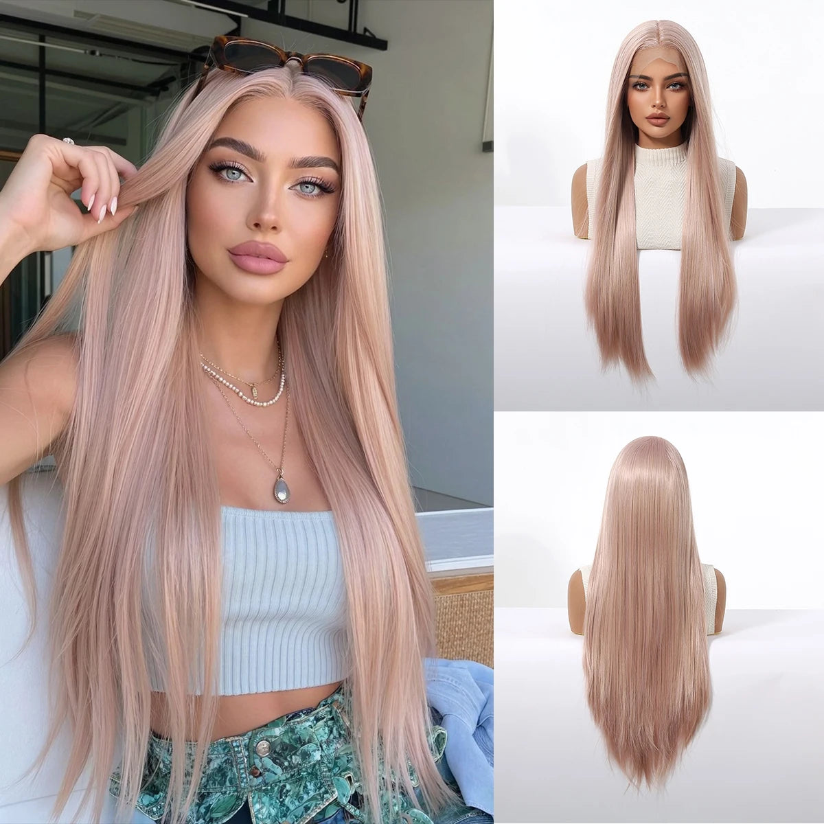 Lace Front Wig – HD Lace Front – High Temperature Fiber – Ash Pink | KIMLUD