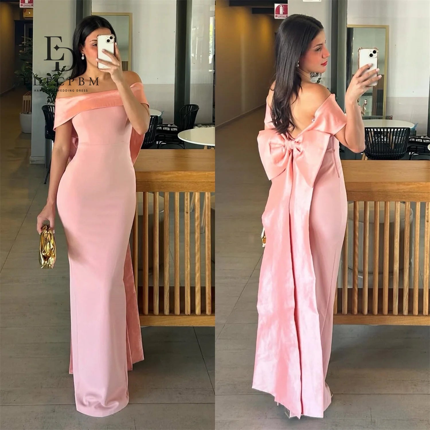EDECPBM Mermaid Women Evening Dresses for Special Occasions Off-shoulder Long Prom Dresses 2025 Satin Customized Party Dress