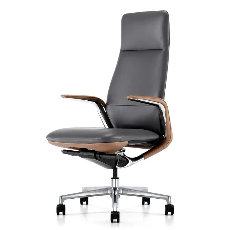 Genuine Leather Ergonomic Executive Office Chair — Black | KIMLUD