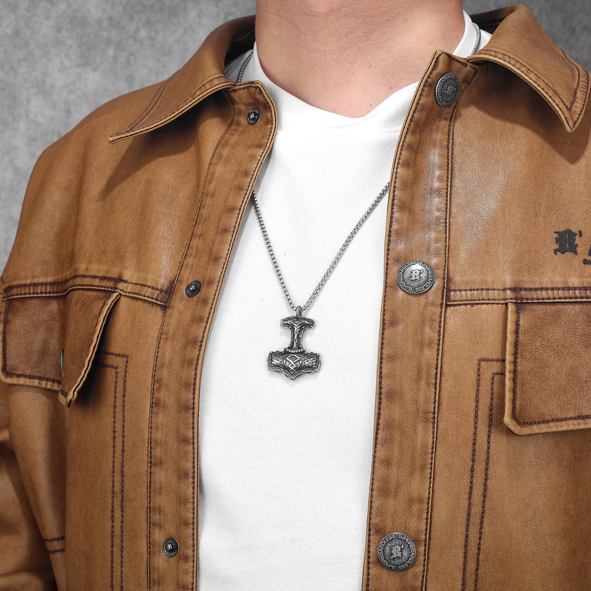 Viking Retro Thor's Hammer Men Necklaces With Pendant Stainless Steel Jewelry For Male Women Punk Hip Hop Accessories Gifts