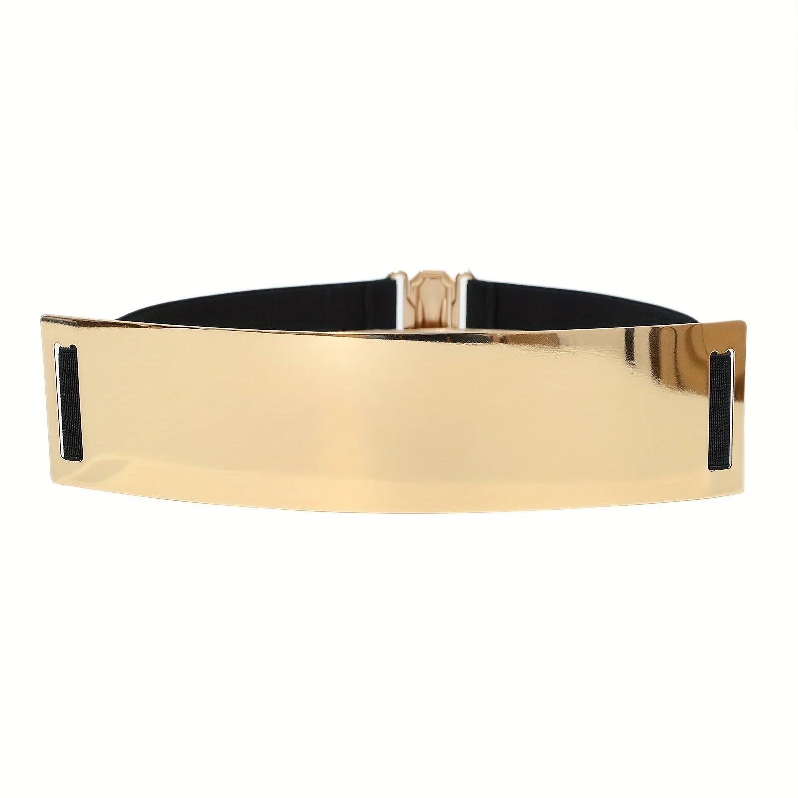 Belt – Punk Elegant Metallic Glossy Wide Waistband – Metal & Polyester | KIMLUD
