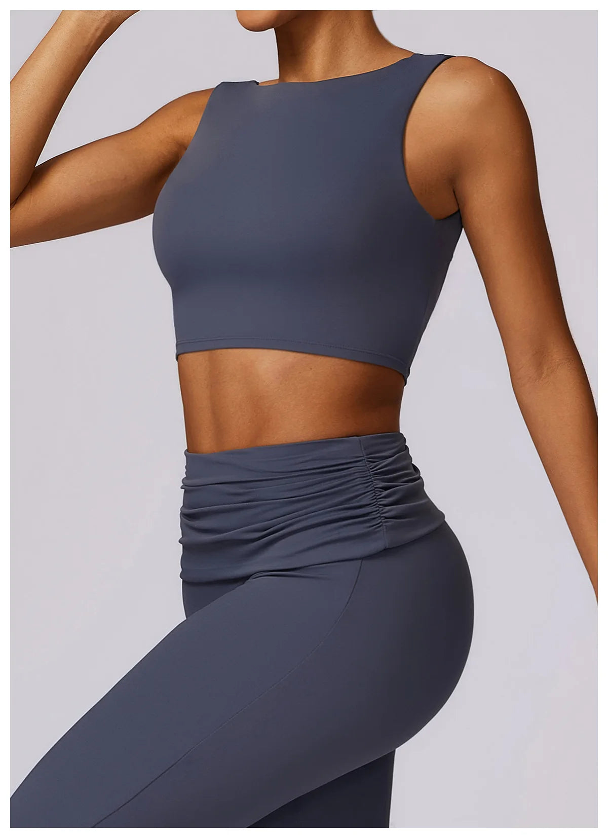 Nylon-Spandex Sports Bra Backless Push Up — Slate Blue | KIMLUD