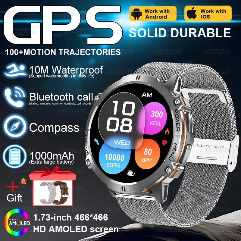 2025 NEW For XIAOMI Outdoor Military GPS Smartwatch Men 1.73"HD Screen Compass 1000MAH Heart Rate BT Call 10M Waterproof Watches