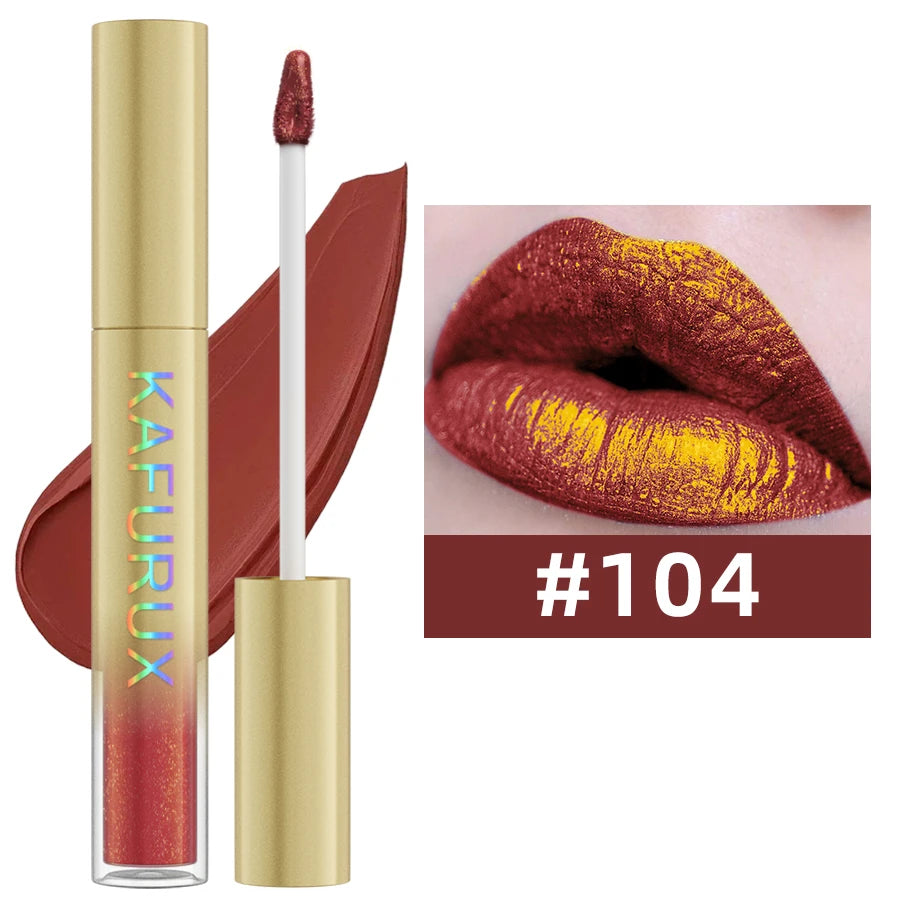 14 Colors Bold Intense Glitter Metallic Lip Gloss Pearlescent Lip Tint,Long Lasting Liquid Lipstick Makeup Gifts for Women Red