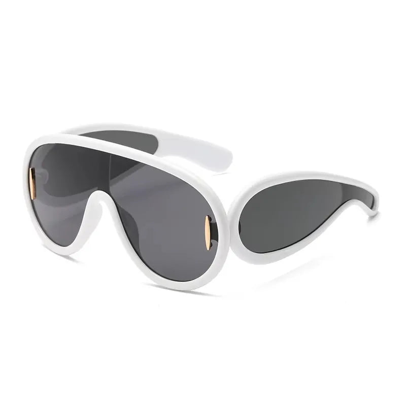 Steampunk Oversized Sunglasses UV400 — Black | KIMLUD