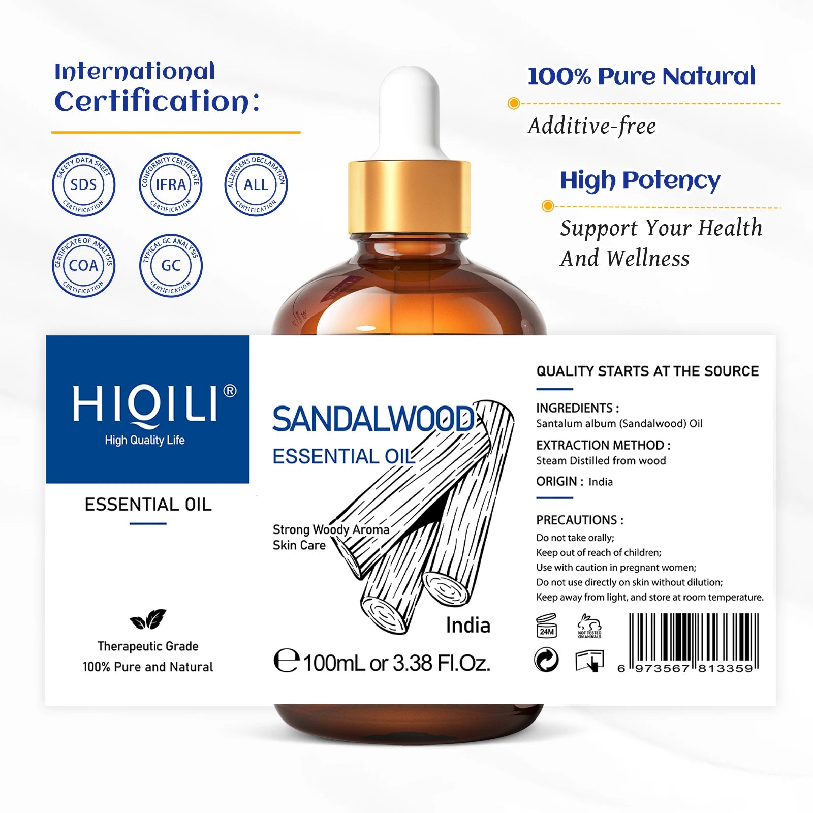 Sandalwood Essential Oil Blend With Lavender Jasmine Eucalyptus Peppermint Ylang Ylang Frankincense — Amber | KIMLUD
