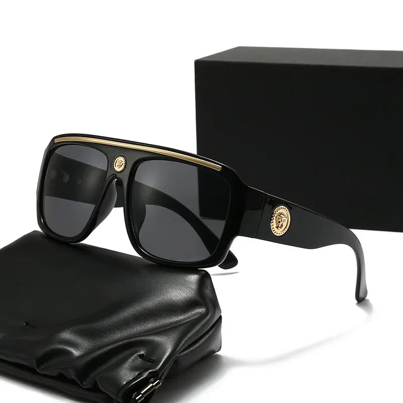 Oversized Vintage Punk Sunglasses — Black | KIMLUD